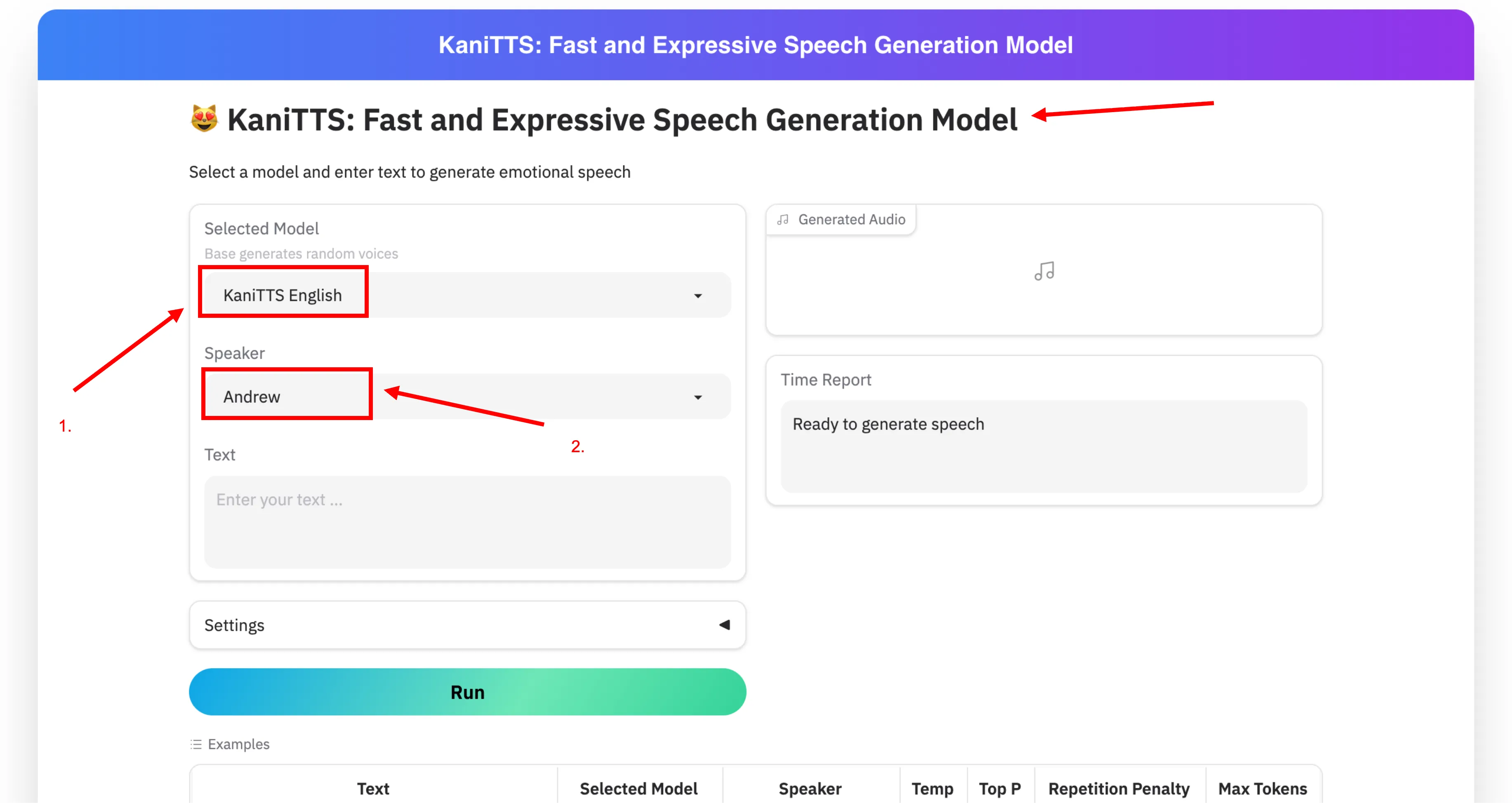 Step 1: Select Model